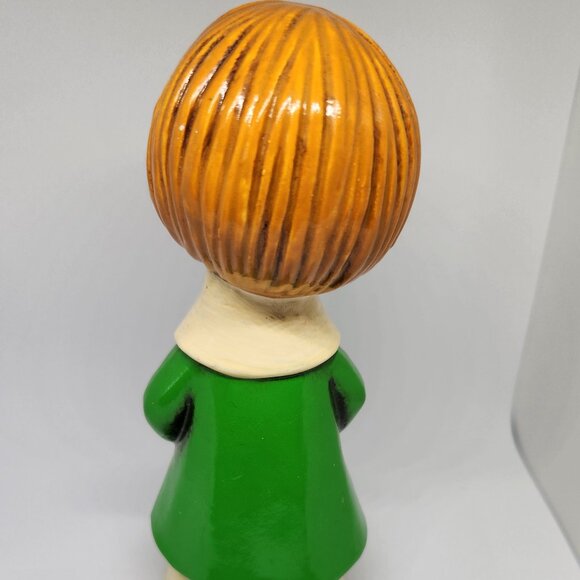 Vintage Christmas Chalk Ware Caroler Green Smock Made in Japan New in Box - Picture 3 of 7